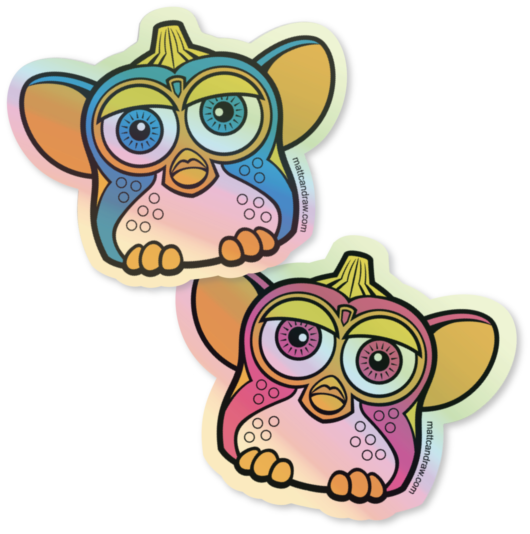 UnCut Gems Holographic Furby sticker 2 pack